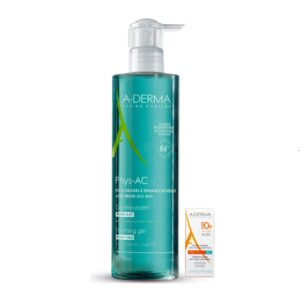 Aderma Cleansing Phys-AC Gel Moussant Purifiant 400ml (με Αντλία Promo Protect Matifiant Ac 5ml